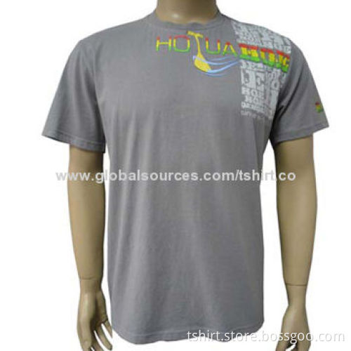 Men's Short-sleeve Gray T-shirt, Made of 100% Cotton Material